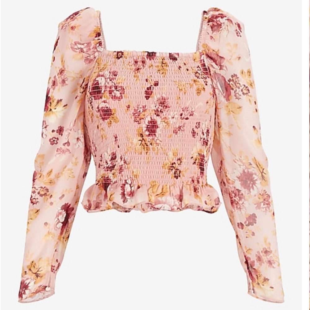 New Floral Square Neck Smocked Body Top